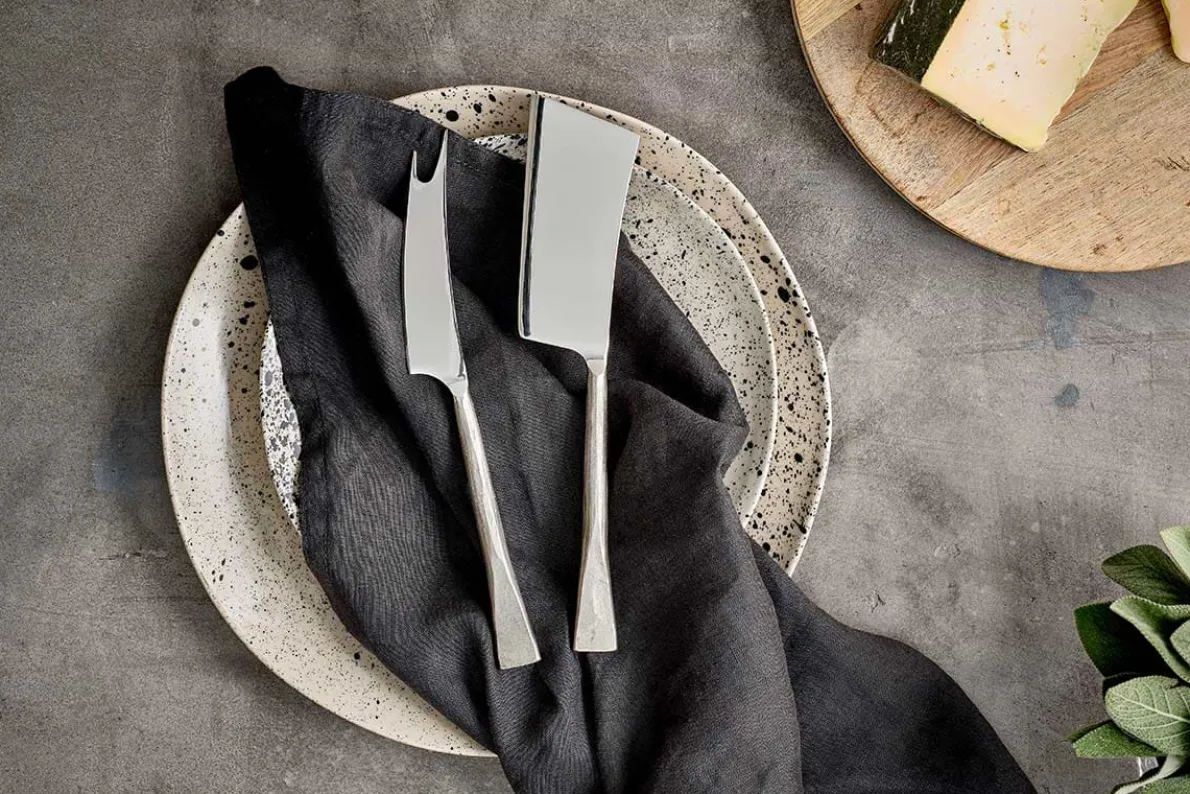 Ena Cheese Knife Set - Brushed Silver (Set of 2)