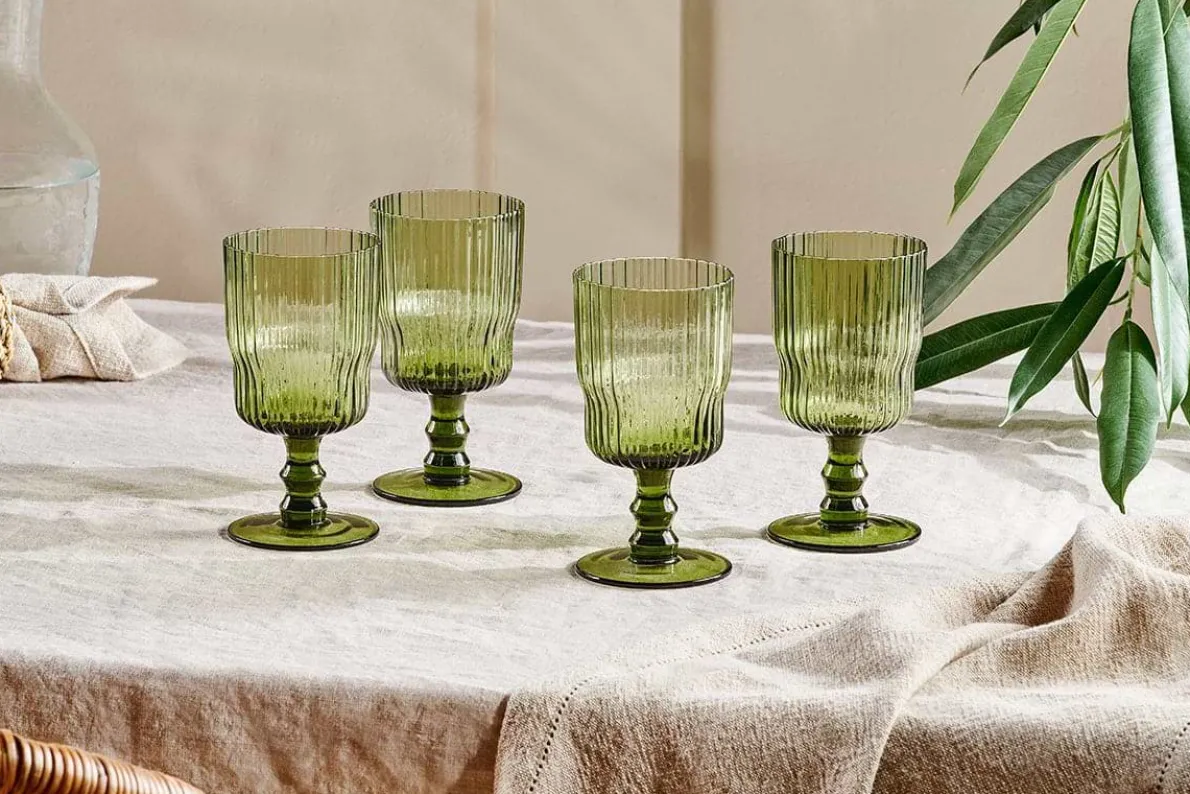 Fali Wine Glass - Olive - (Set of 4)