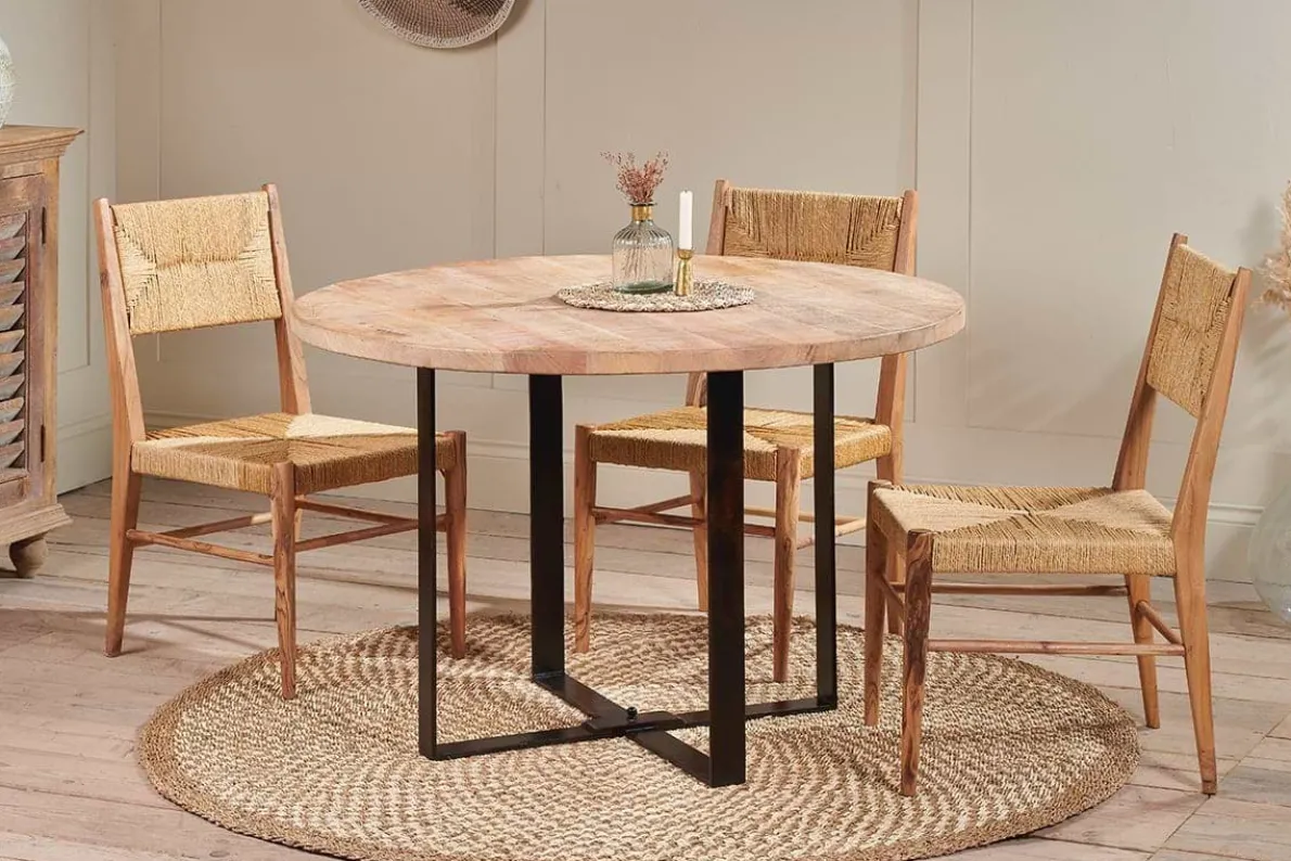 Fia Mango Wood Round Dining Table