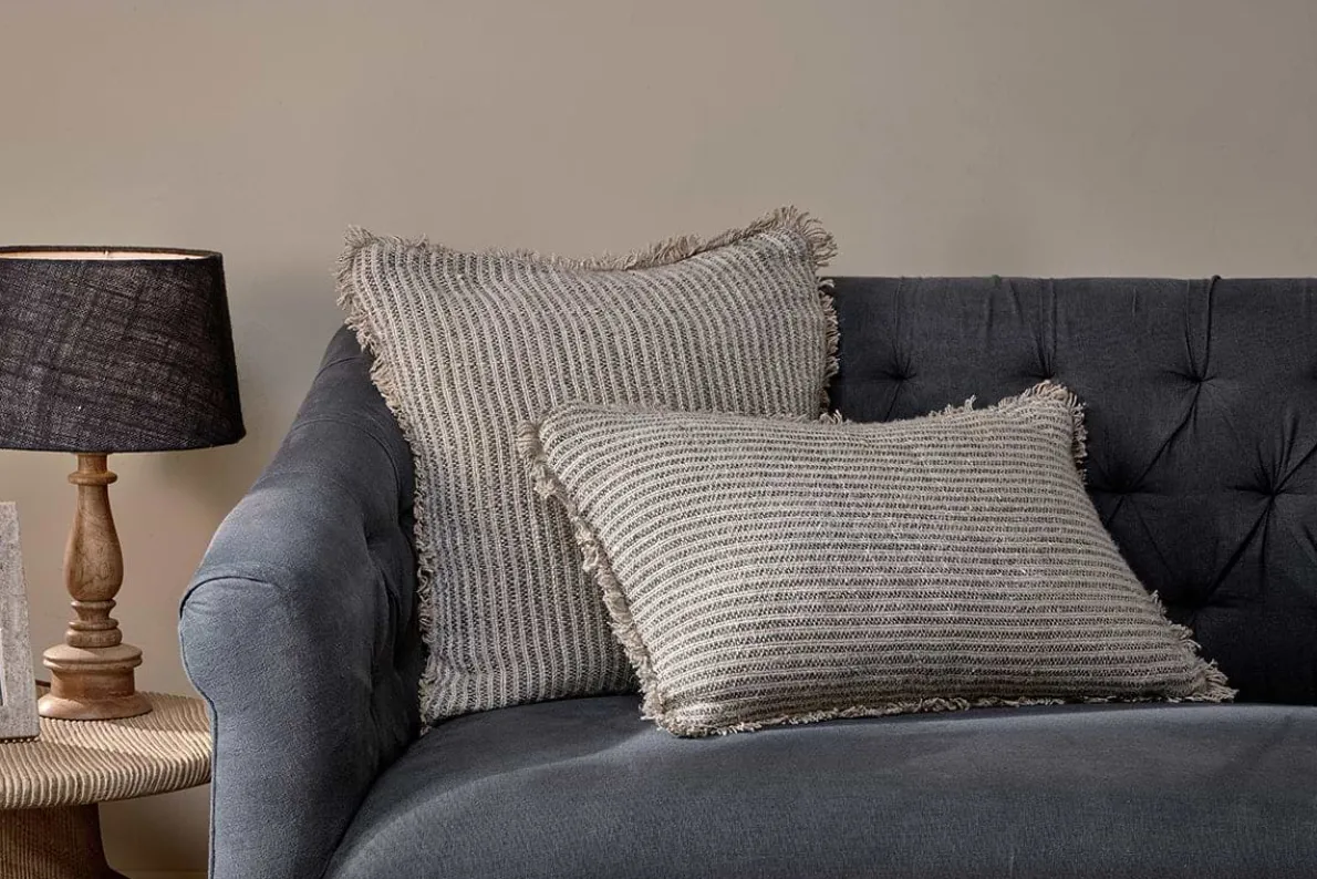 Gili Linen Cushion Cover - Dark Green & Natural