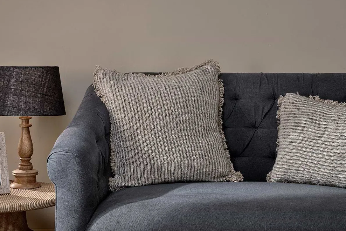 Gili Linen Cushion Cover - Dark Green & Natural