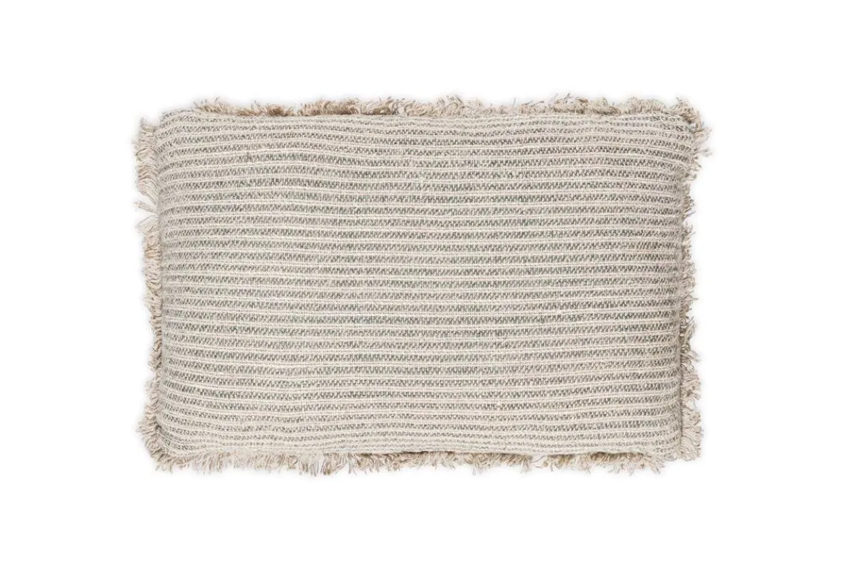 Gili Linen Cushion Cover - Dark Green & Natural