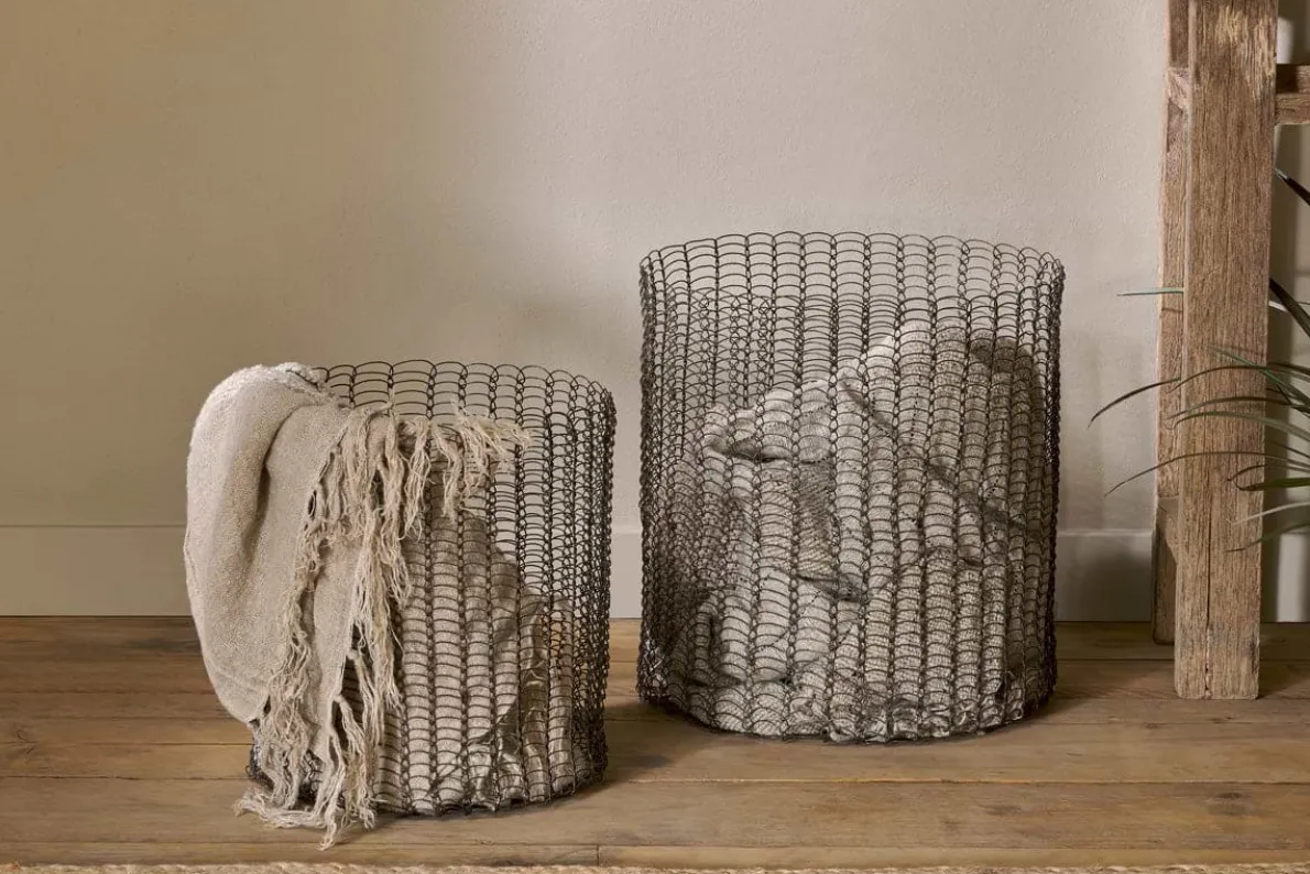 Gosaba Iron Basket - Aged Brass (Set of 2)