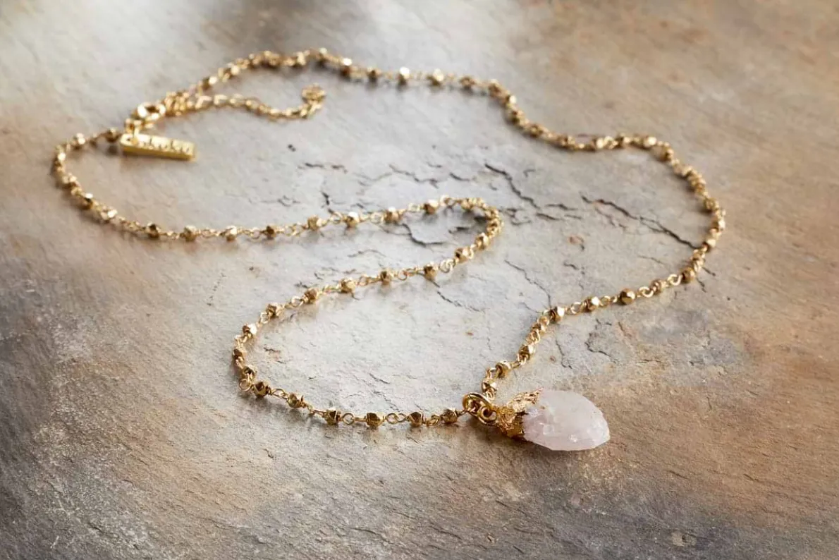 Hadari Rose Quartz Necklace - Gold
