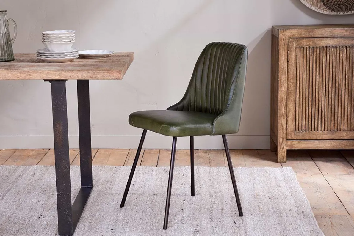 Harsha Leather Dining Chair - Rich Green