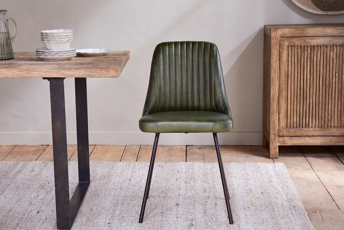 Harsha Leather Dining Chair - Rich Green