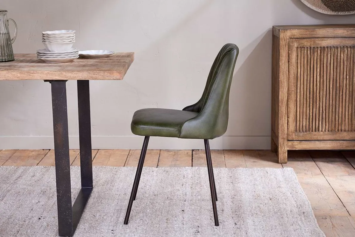Harsha Leather Dining Chair - Rich Green