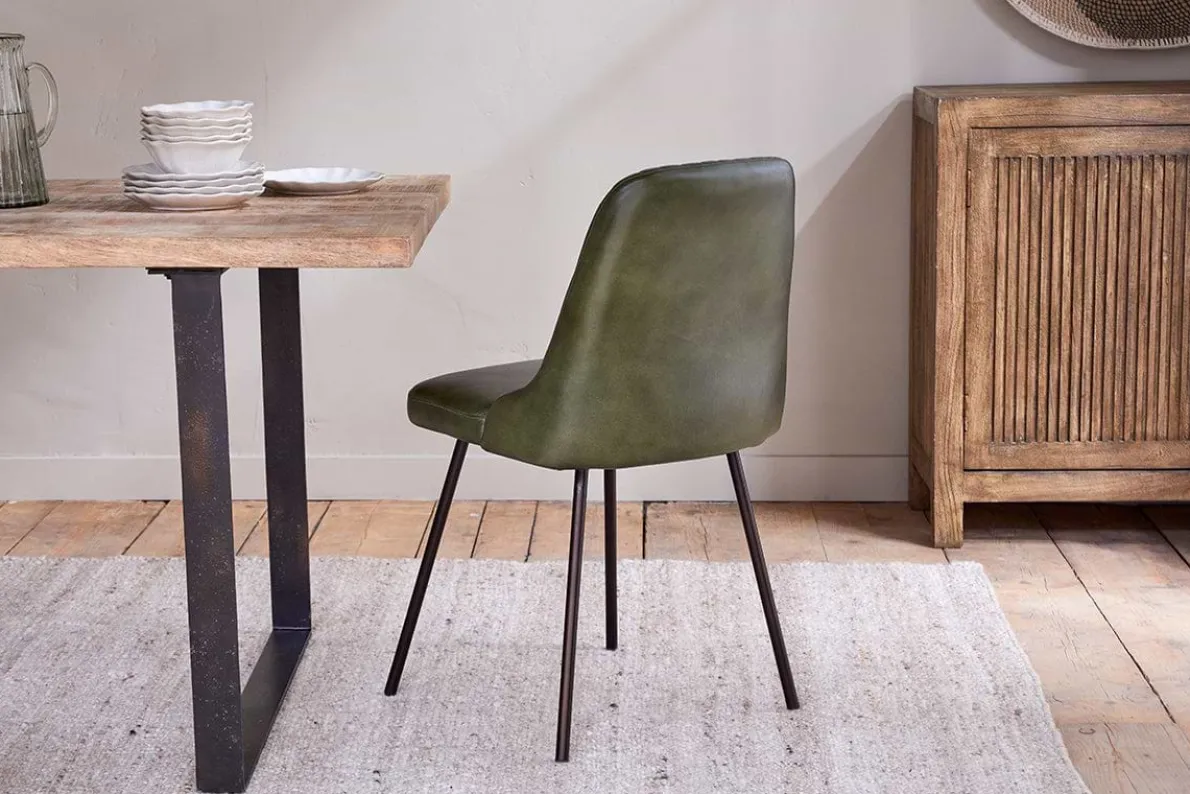 Harsha Leather Dining Chair - Rich Green