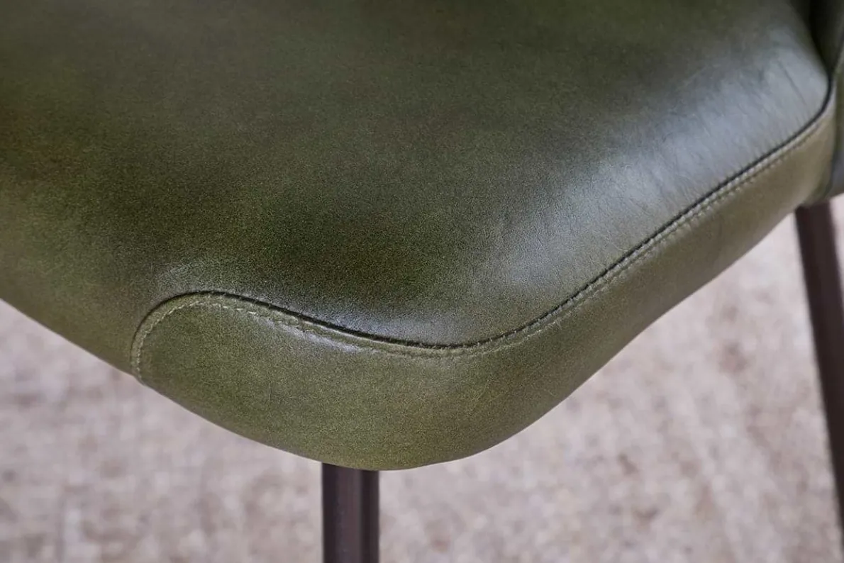 Harsha Leather Dining Chair - Rich Green