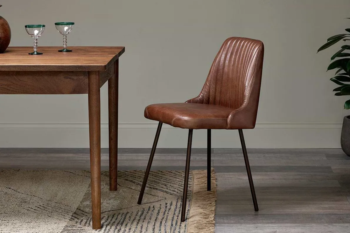 Harsha Leather Dining Chair - Chocolate Brown