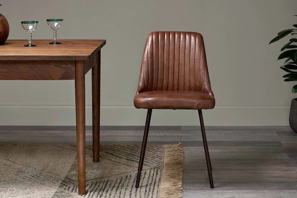 Harsha Leather Dining Chair - Chocolate Brown