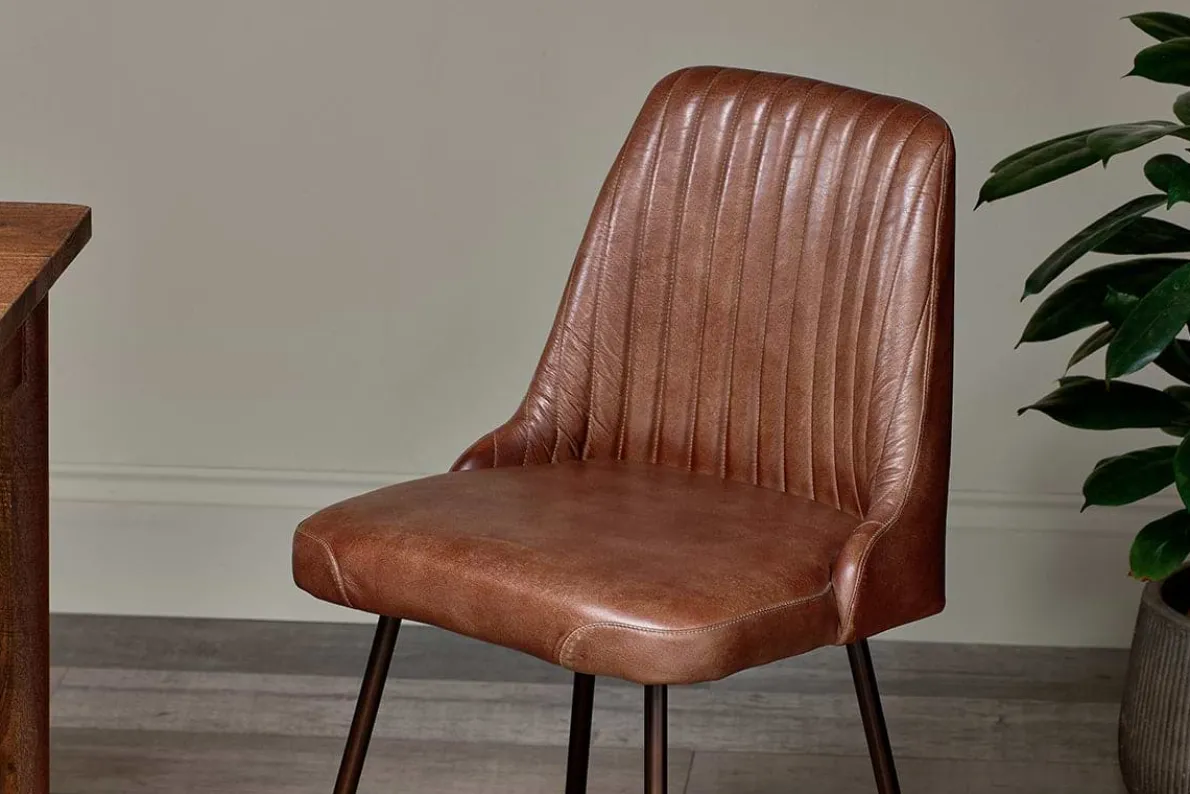 Harsha Leather Dining Chair - Chocolate Brown