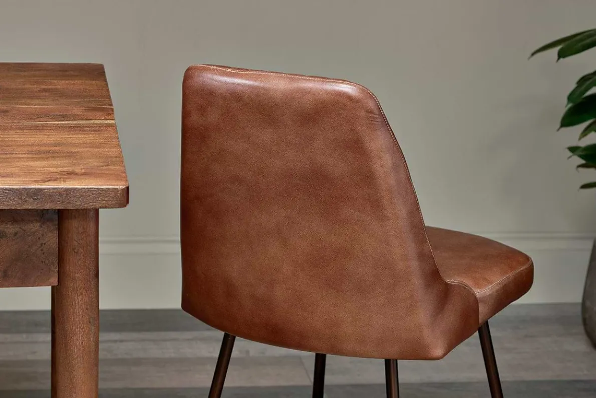 Harsha Leather Dining Chair - Chocolate Brown