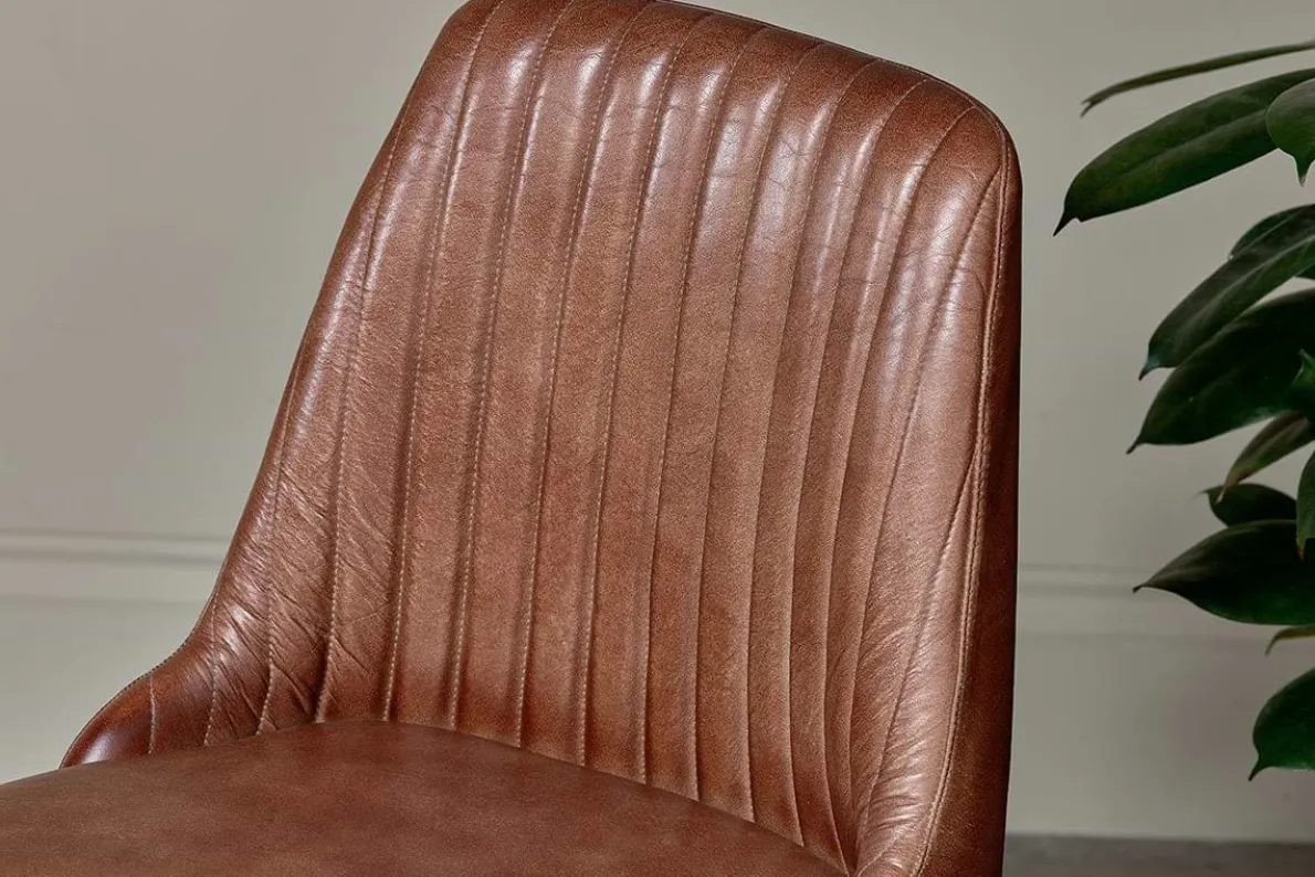 Harsha Leather Dining Chair - Chocolate Brown