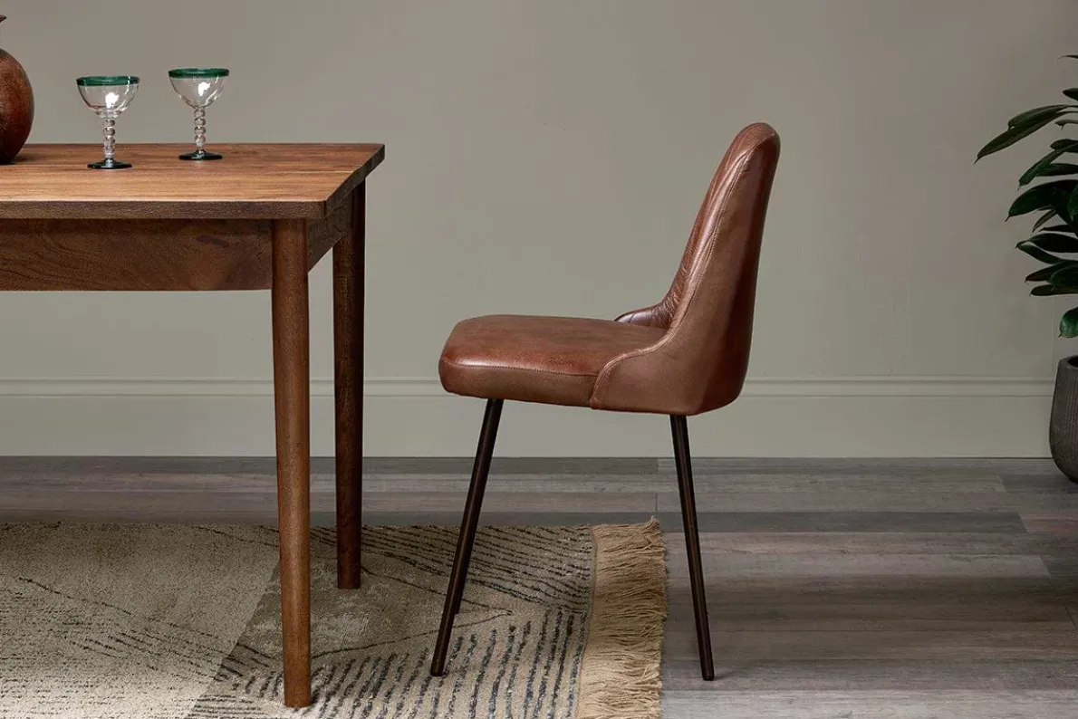 Harsha Leather Dining Chair - Chocolate Brown