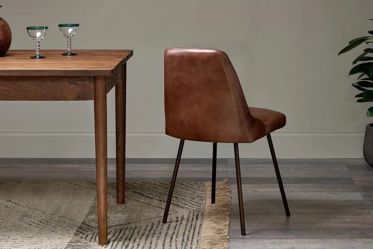 Harsha Leather Dining Chair - Chocolate Brown