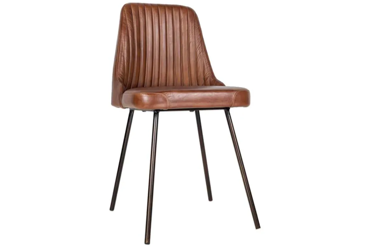 Harsha Leather Dining Chair - Chocolate Brown