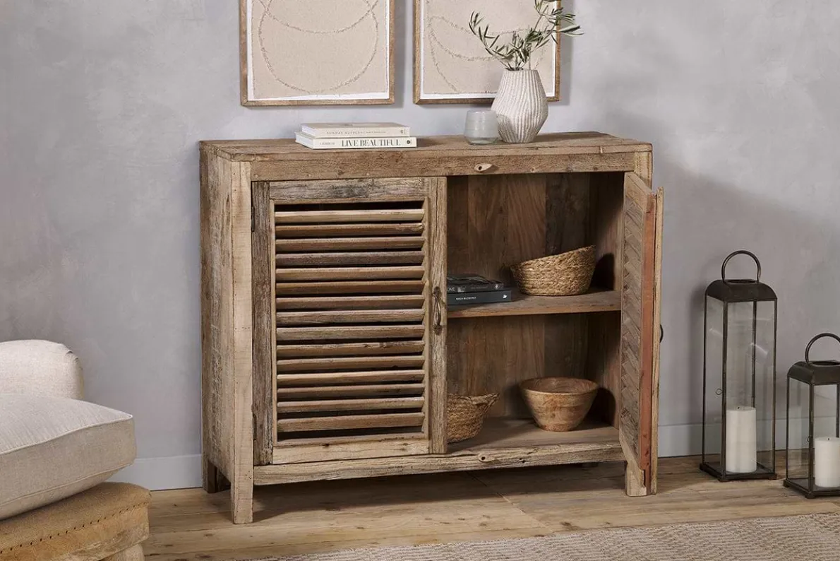 Ibo Reclaimed Wooden Slatted Sideboard - Natural
