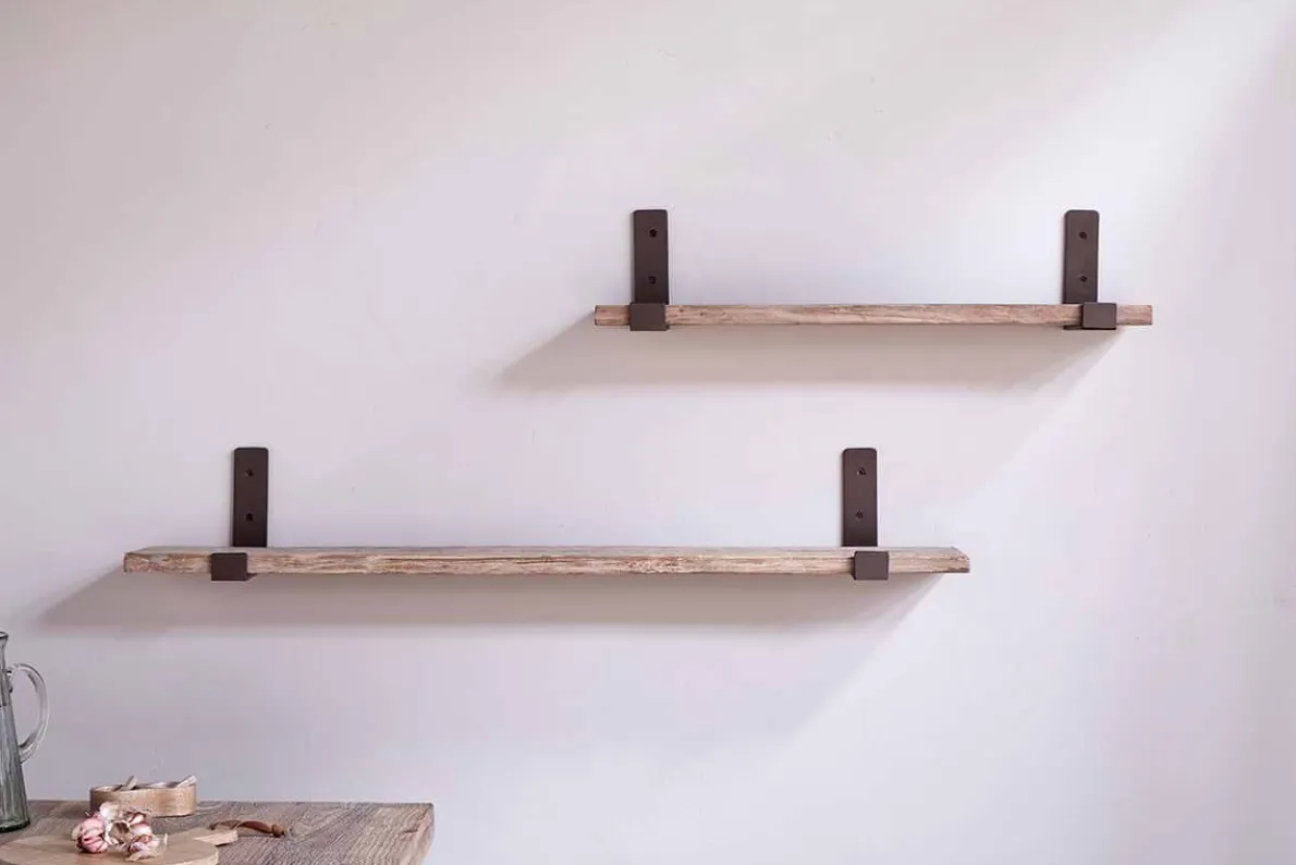 Ibo Reclaimed Wood & Iron Shelf - Natural