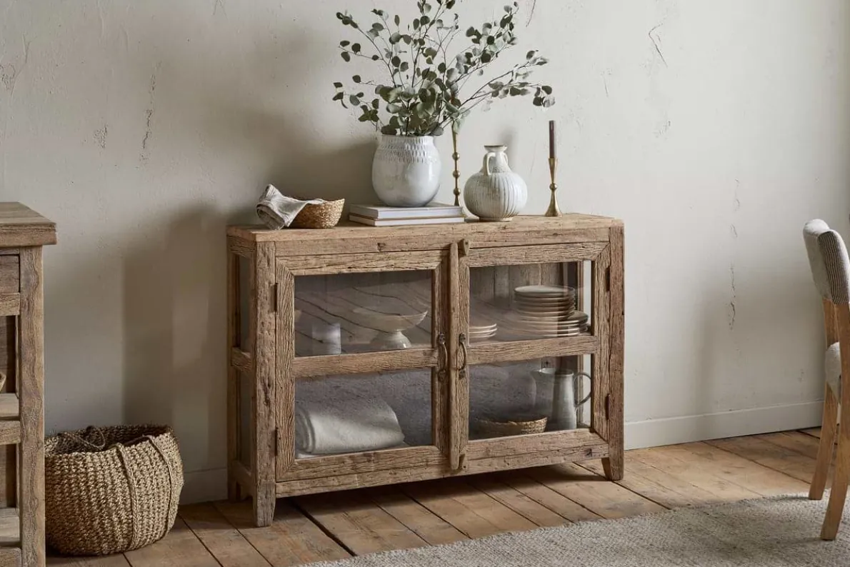 Ibo Reclaimed Wood & Glass Sideboard - Natural