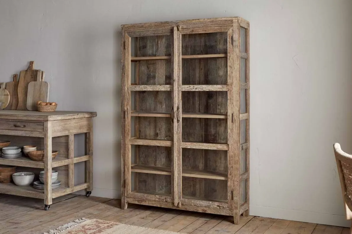 Ibo Reclaimed Wood & Glass Cabinet - Natural - Wide