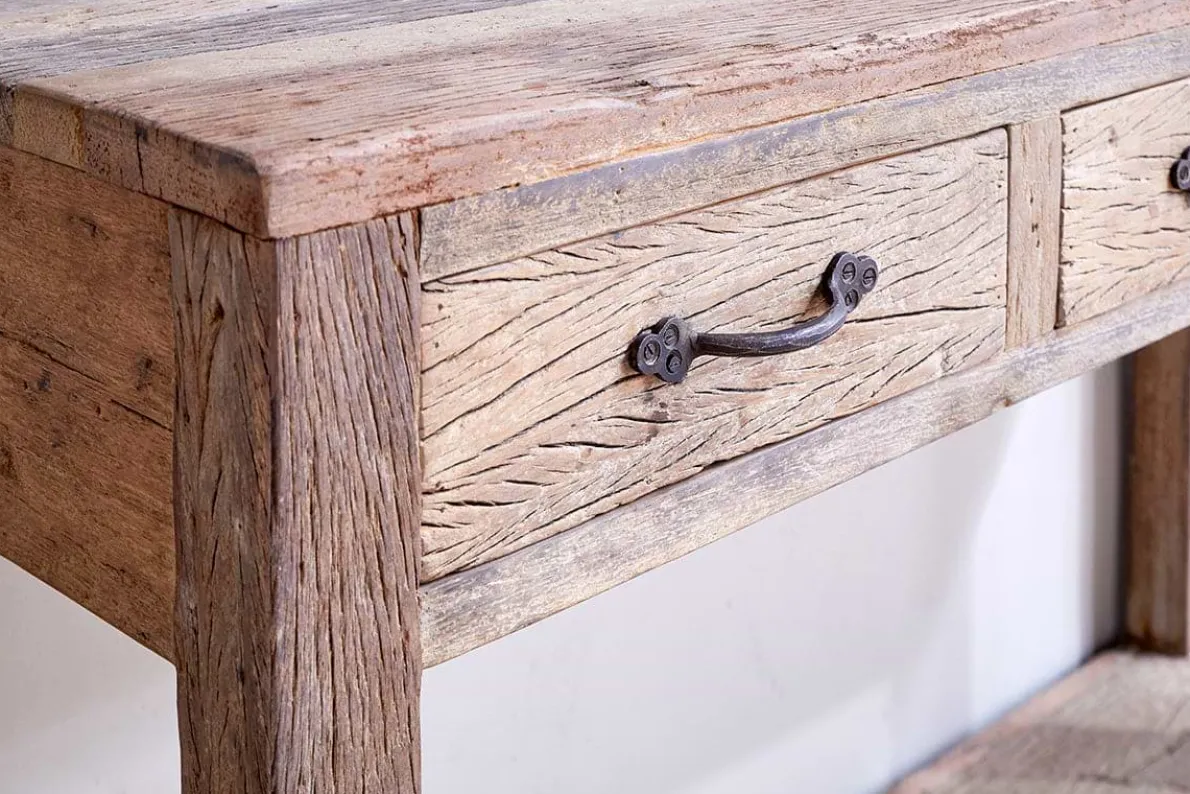 Ibo Reclaimed Wood 3 Drawer Console Table - Natural