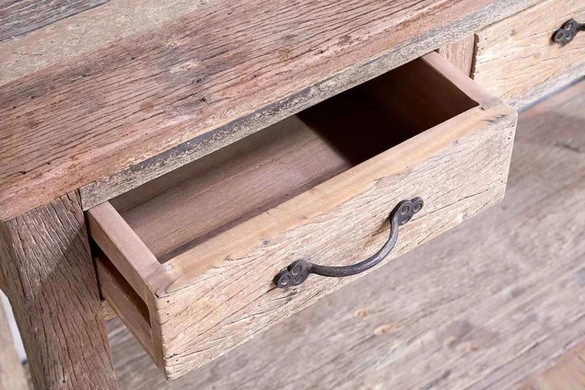 Ibo Reclaimed Wood 3 Drawer Console Table - Natural