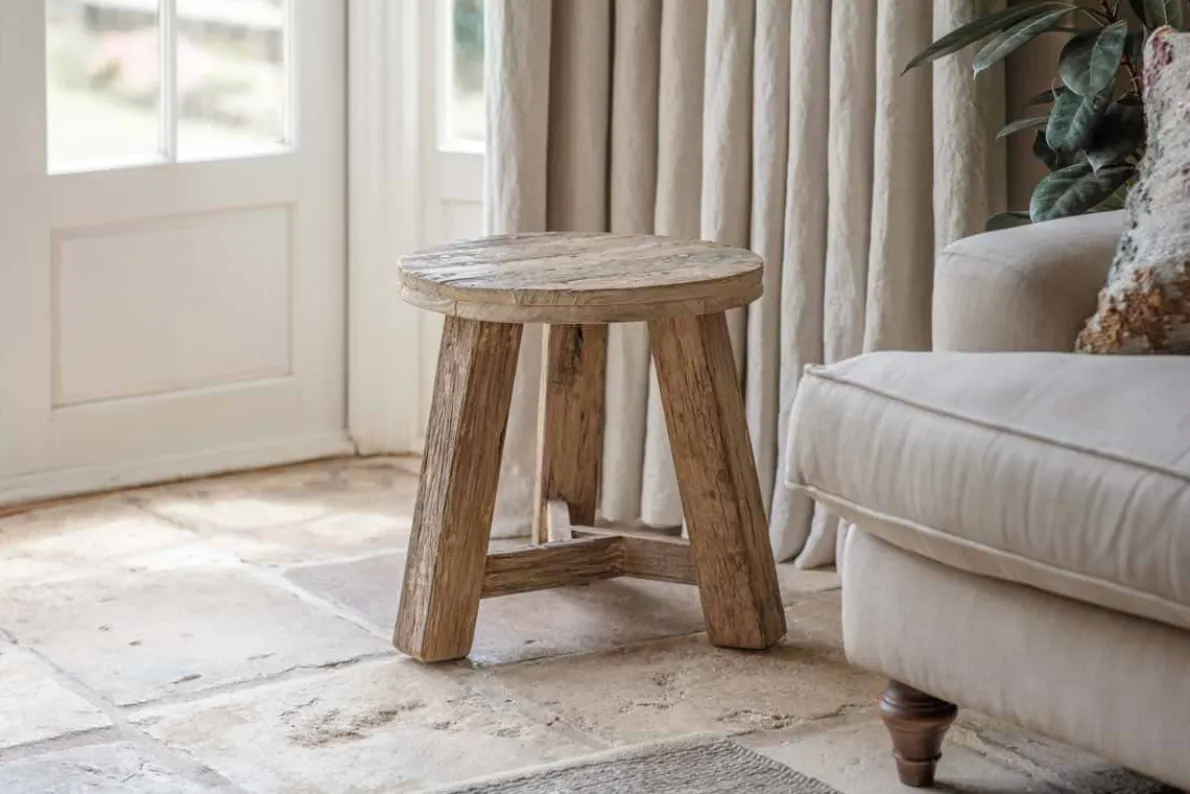 Ibo Reclaimed Wood Round Side Table - Natural