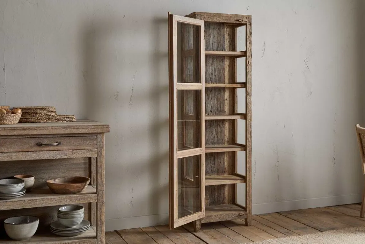 Ibo Reclaimed Wood & Glass Cabinet - Natural - Tall
