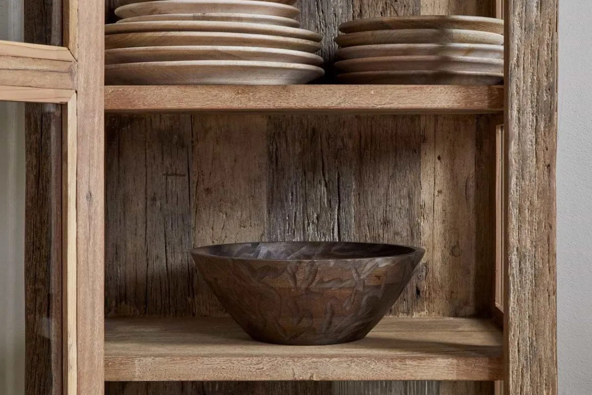 Ibo Reclaimed Wood & Glass Cabinet - Natural - Tall