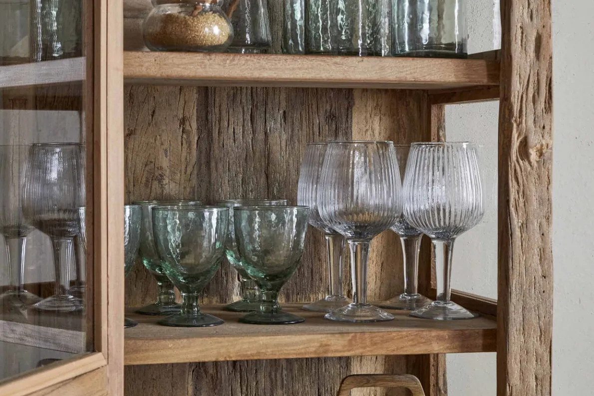 Ibo Reclaimed Wood & Glass Cabinet - Natural - Tall