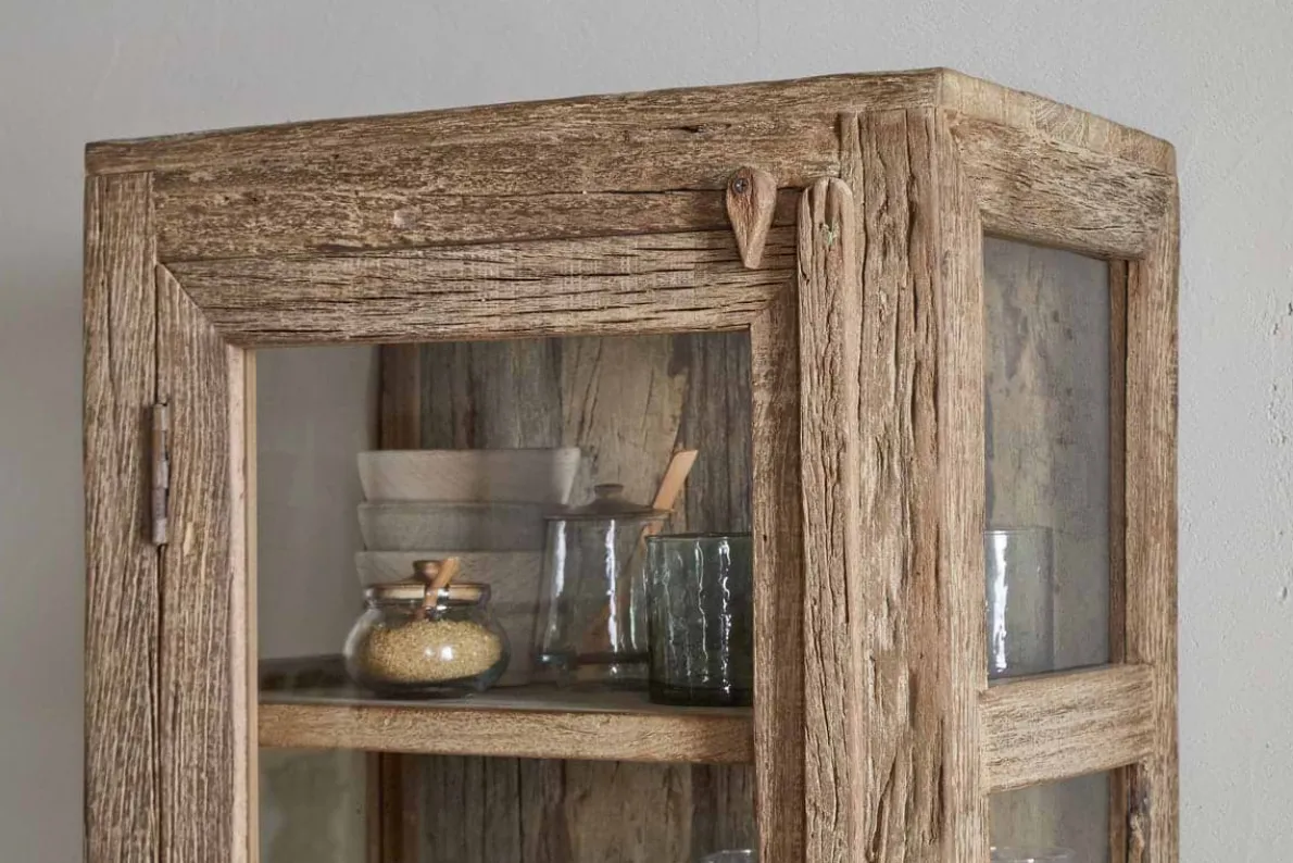 Ibo Reclaimed Wood & Glass Cabinet - Natural - Tall