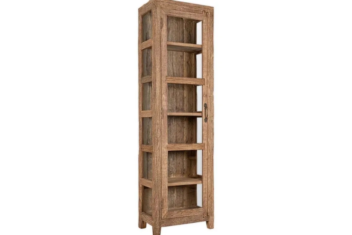 Ibo Reclaimed Wood & Glass Cabinet - Natural - Tall