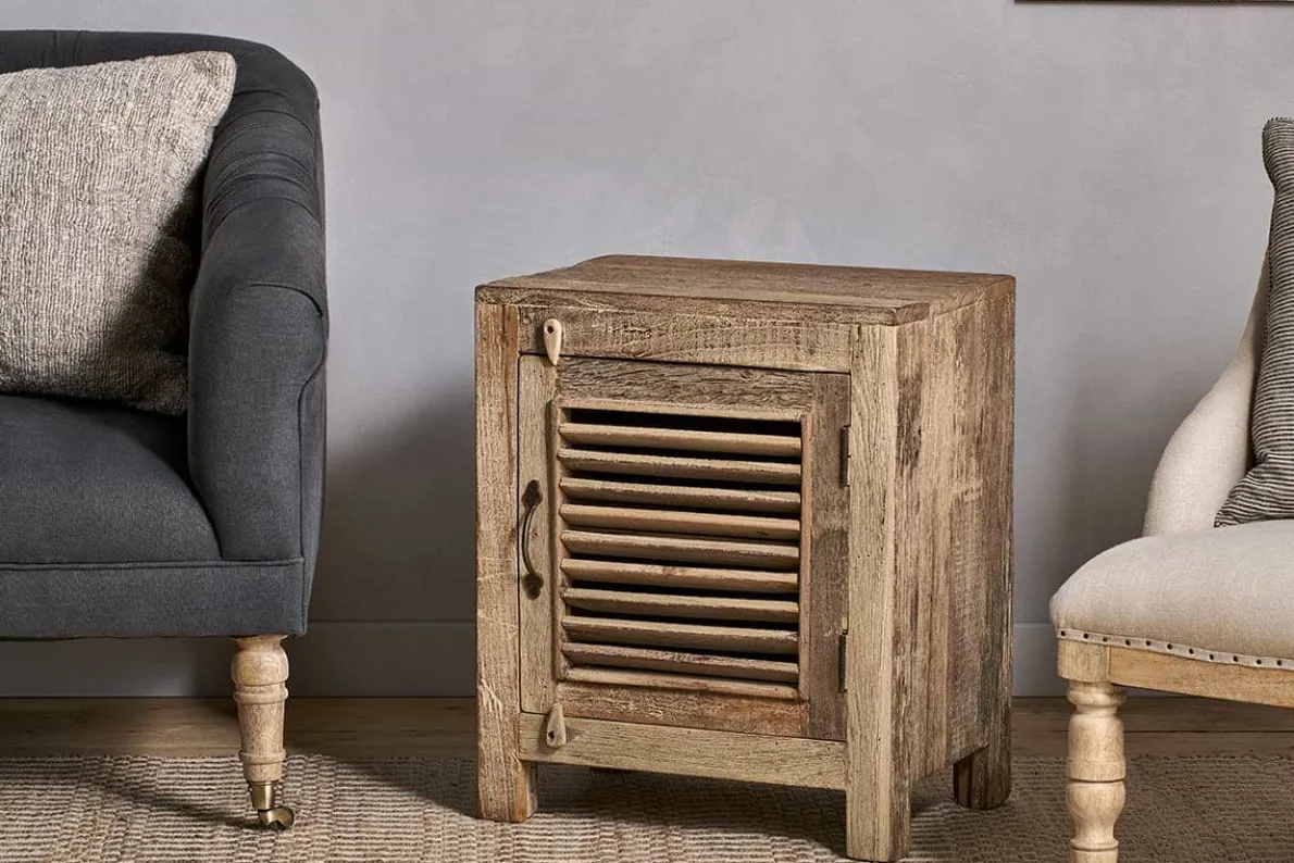 Ibo Reclaimed Wooden Slatted Cabinet – Natural - Small