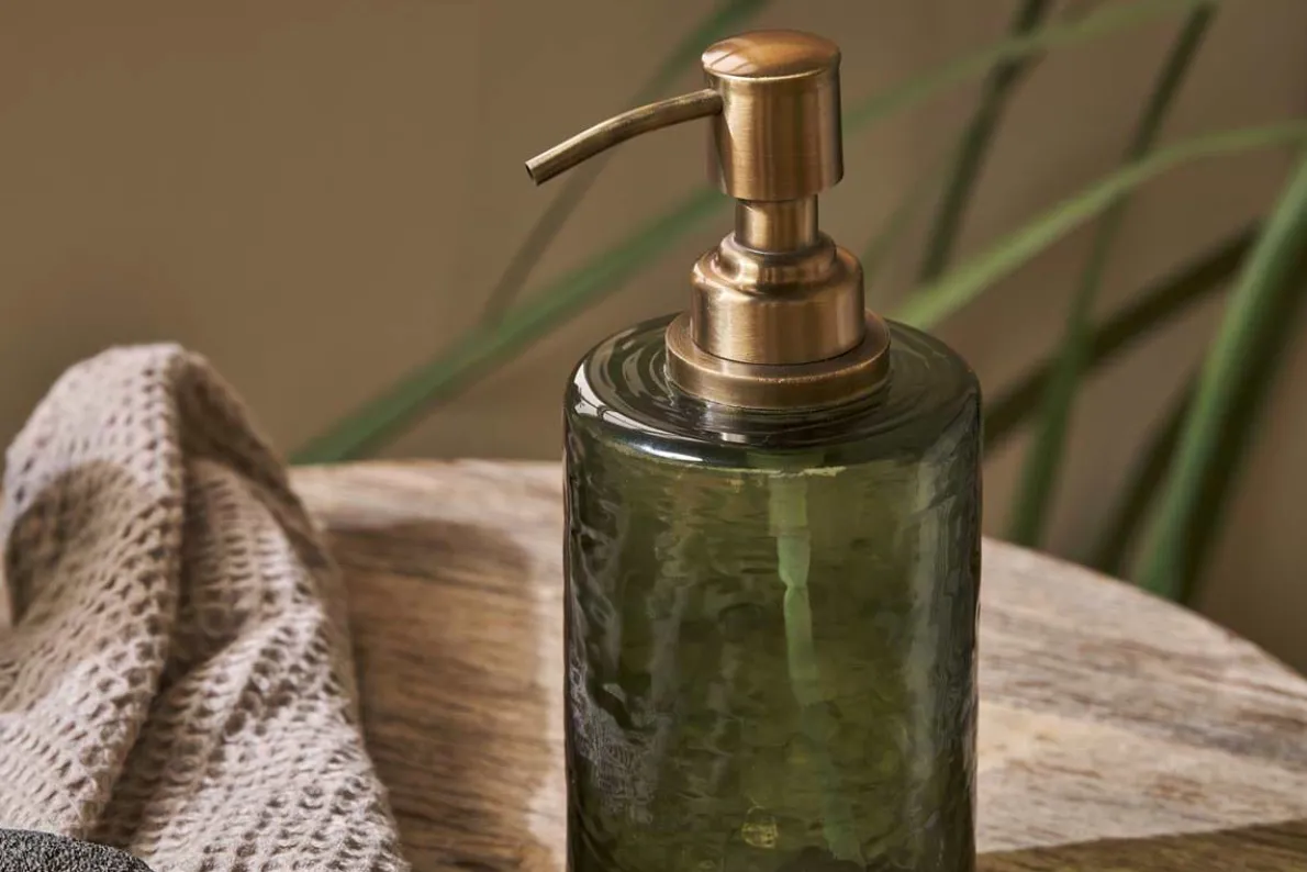 Ilcoso Recycled Hammered Glass Soap Dispenser - Green