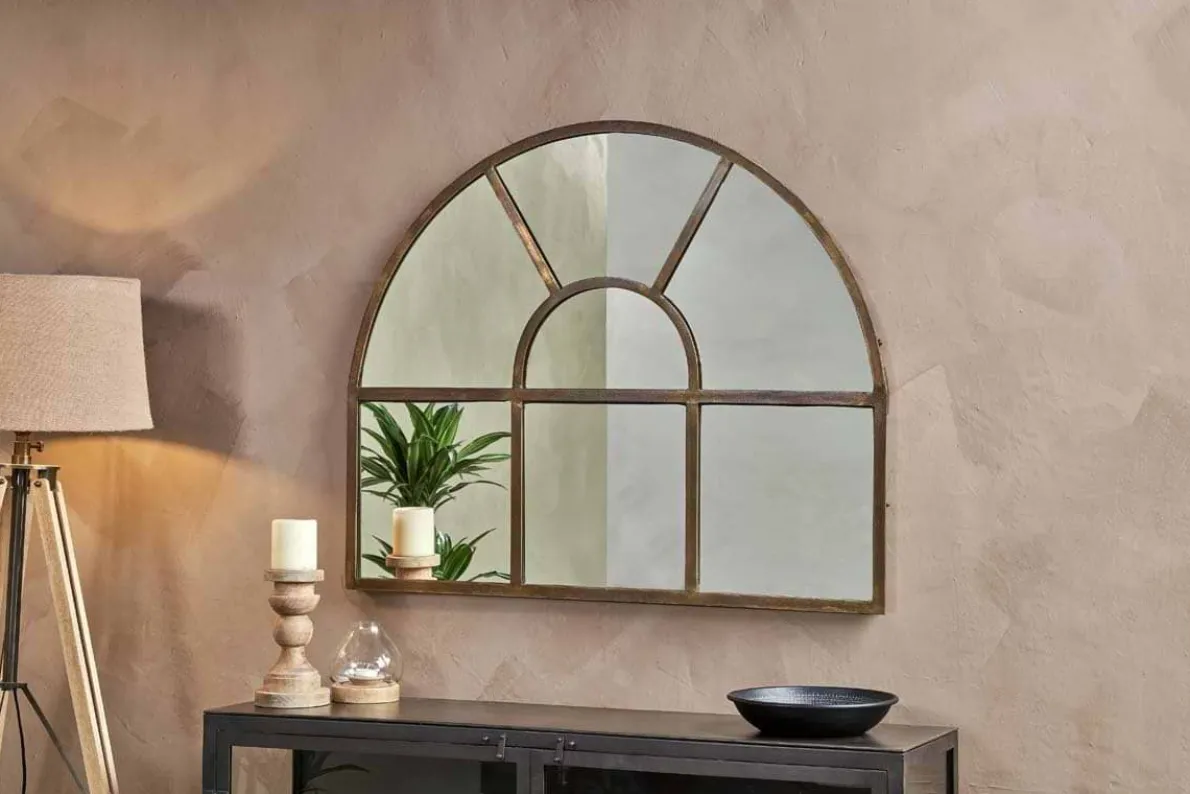 Imoma Iron Overmantel Arch Mirror - Brass