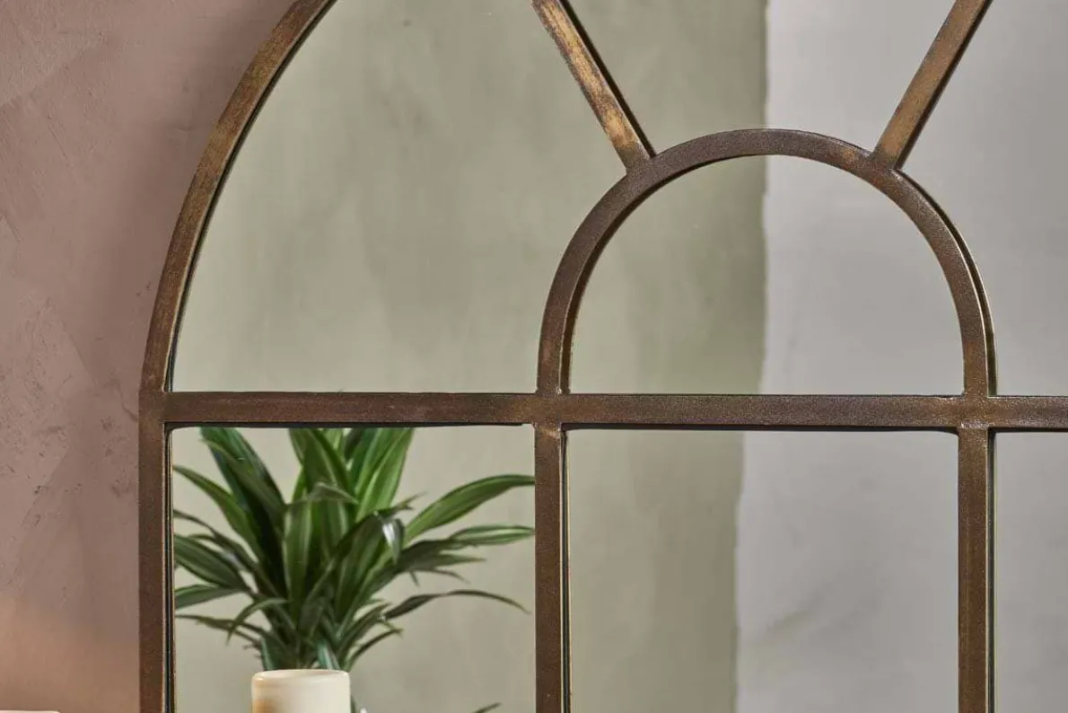 Imoma Iron Overmantel Arch Mirror - Brass