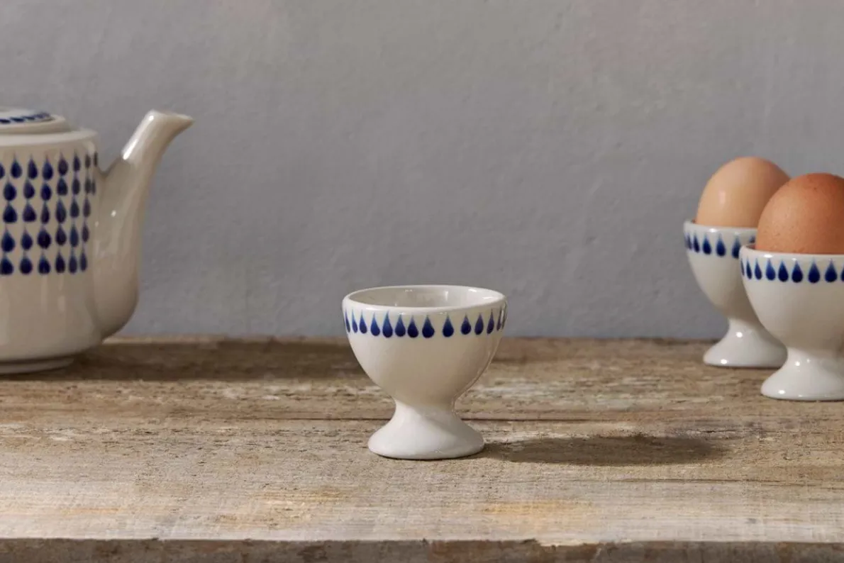Indigo Drop Egg Cups - Cream & Indigo (Set of 2)