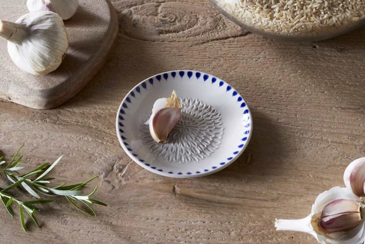 Indigo Drop Garlic Grater - Cream & Indigo