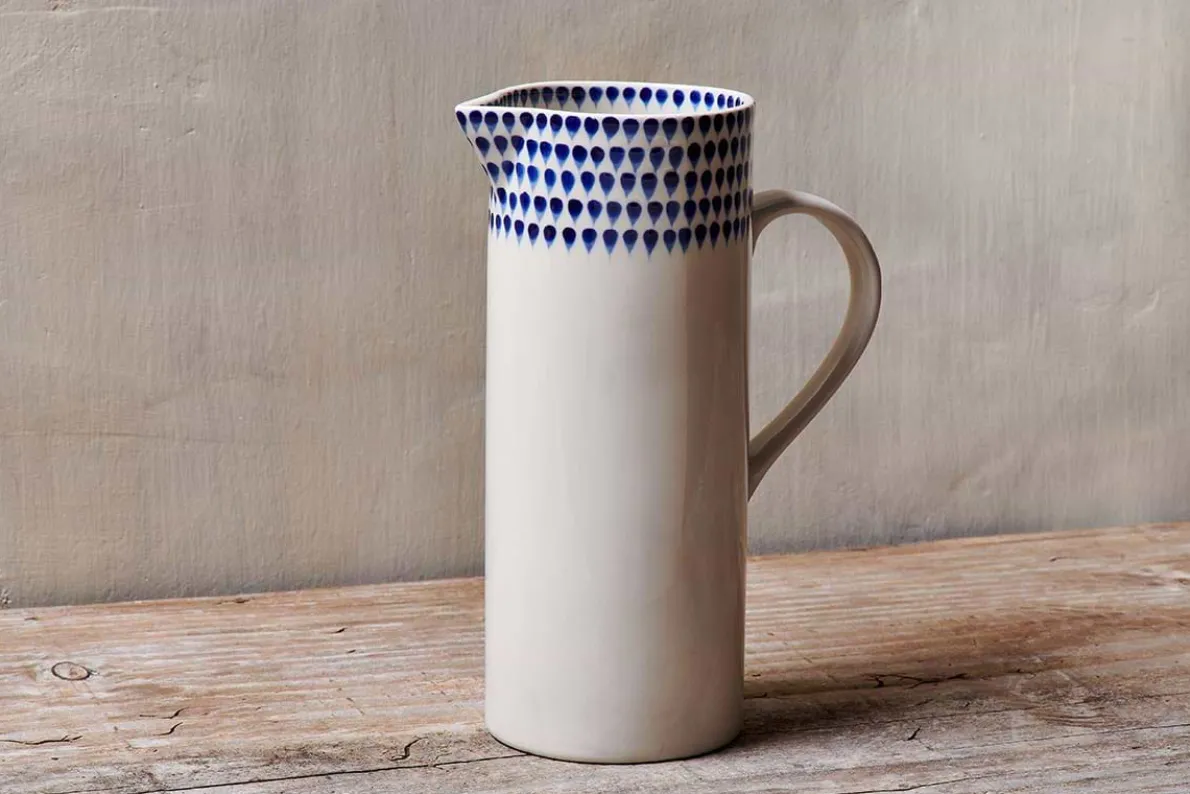 Indigo Drop Jug - Cream & Indigo - Large