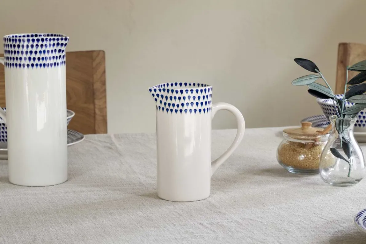 Indigo Drop Jug - Cream & Indigo - Small