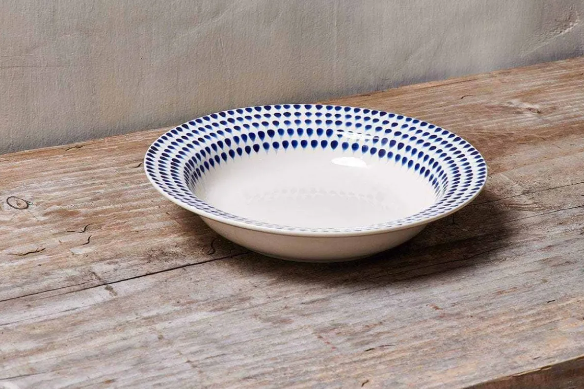 Indigo Drop Pasta Bowl - Cream & Indigo