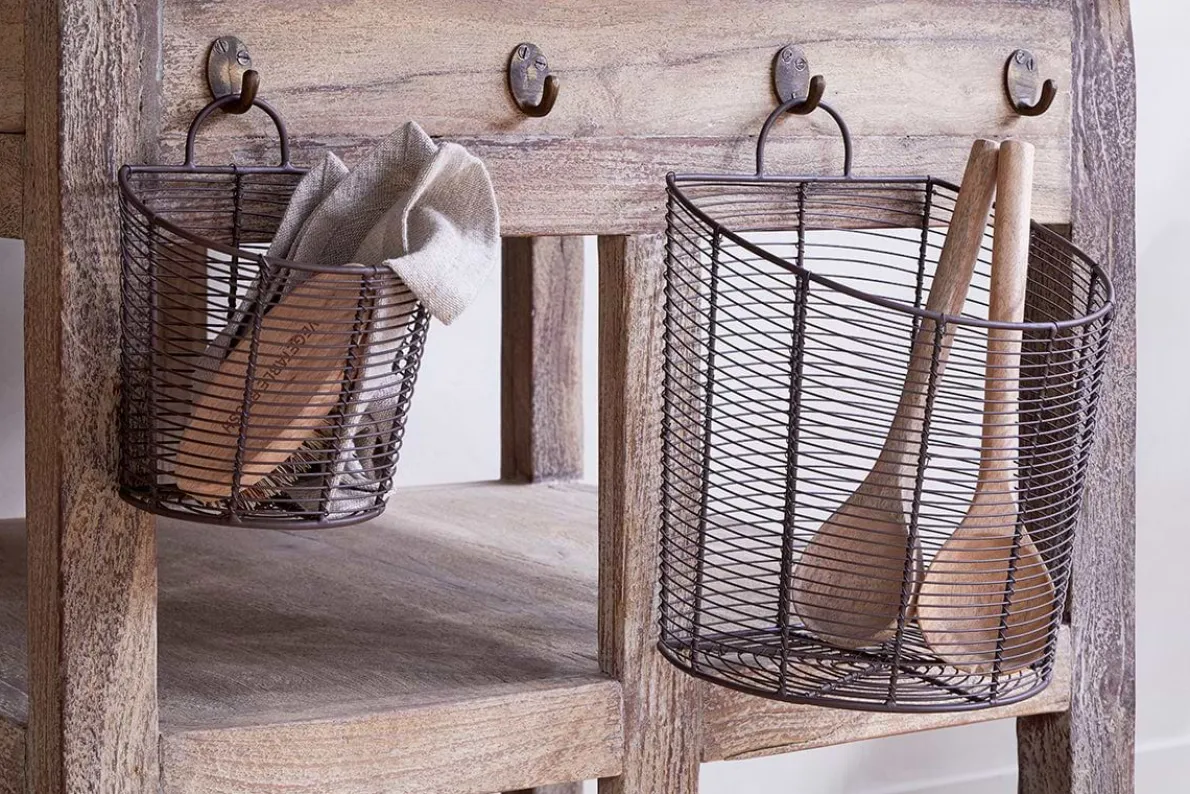 Inkollu Wall Hung Baskets - Aged Brass - (Set of 2)