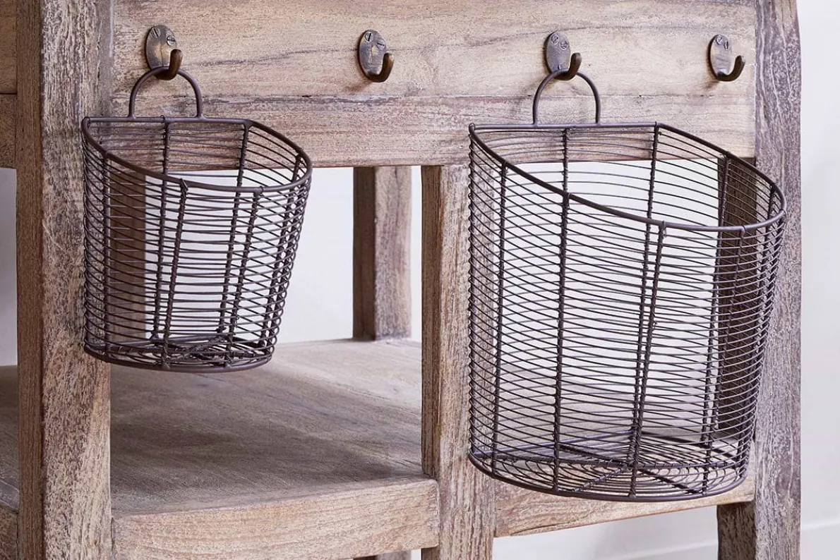 Inkollu Wall Hung Baskets - Aged Brass - (Set of 2)