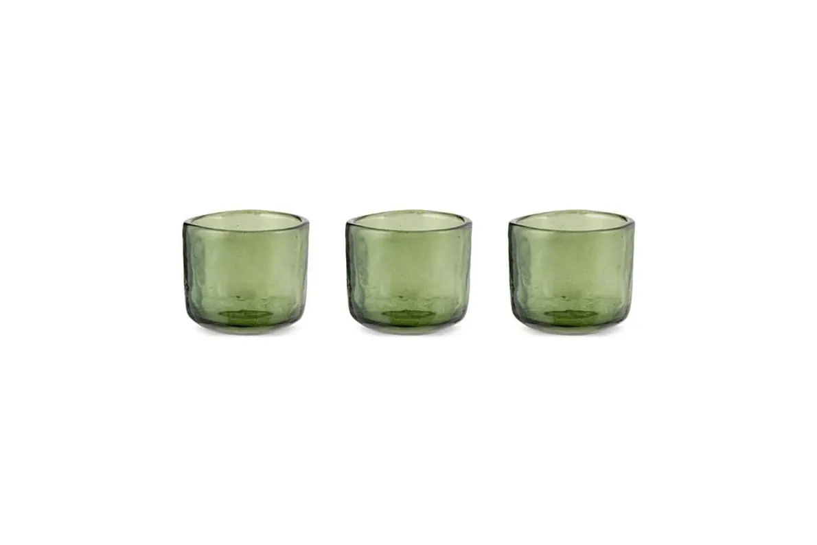 Irda Glass Small Tealight - Dark Emerald - Small (Set of 3)
