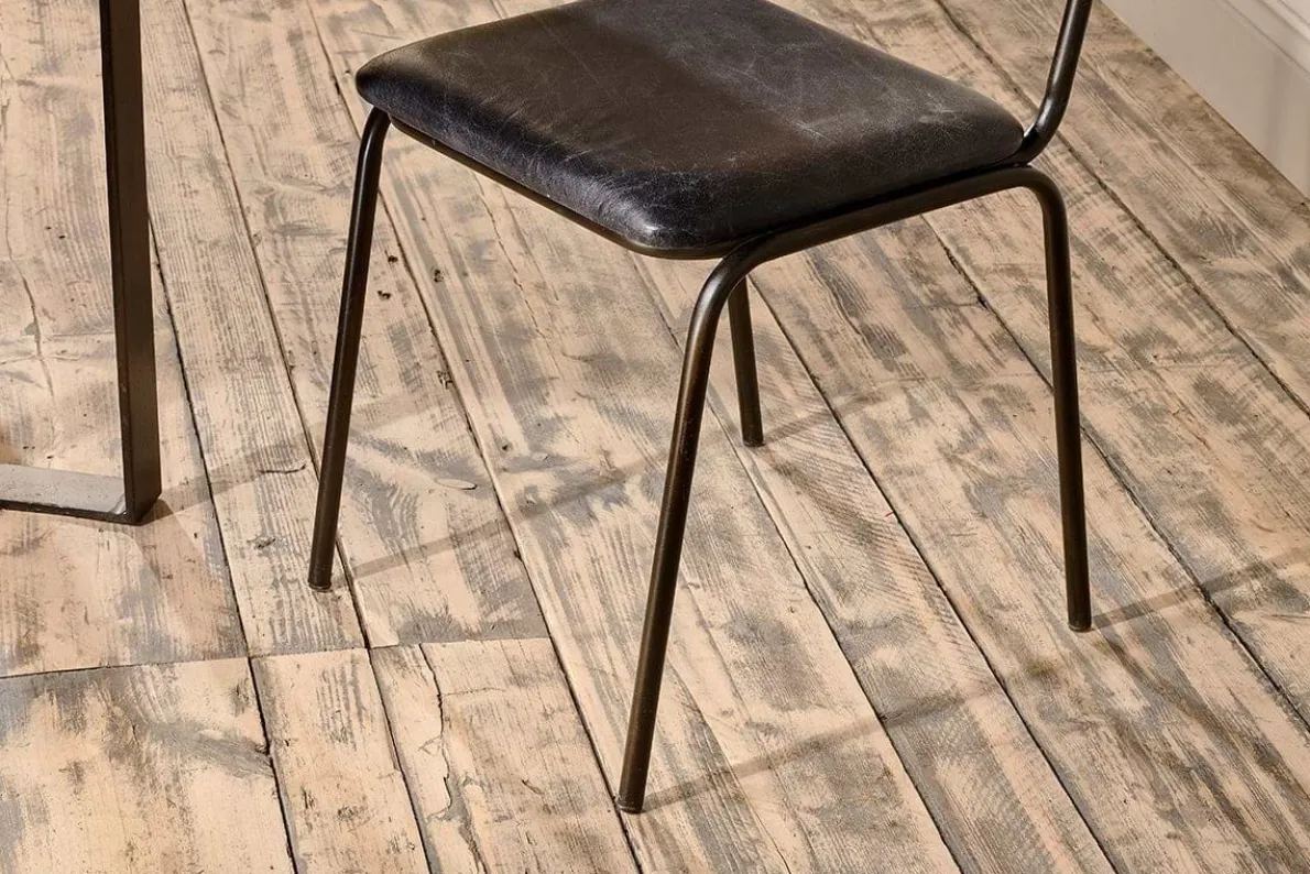 Iswa Leather & Cane Dining Chair - Black