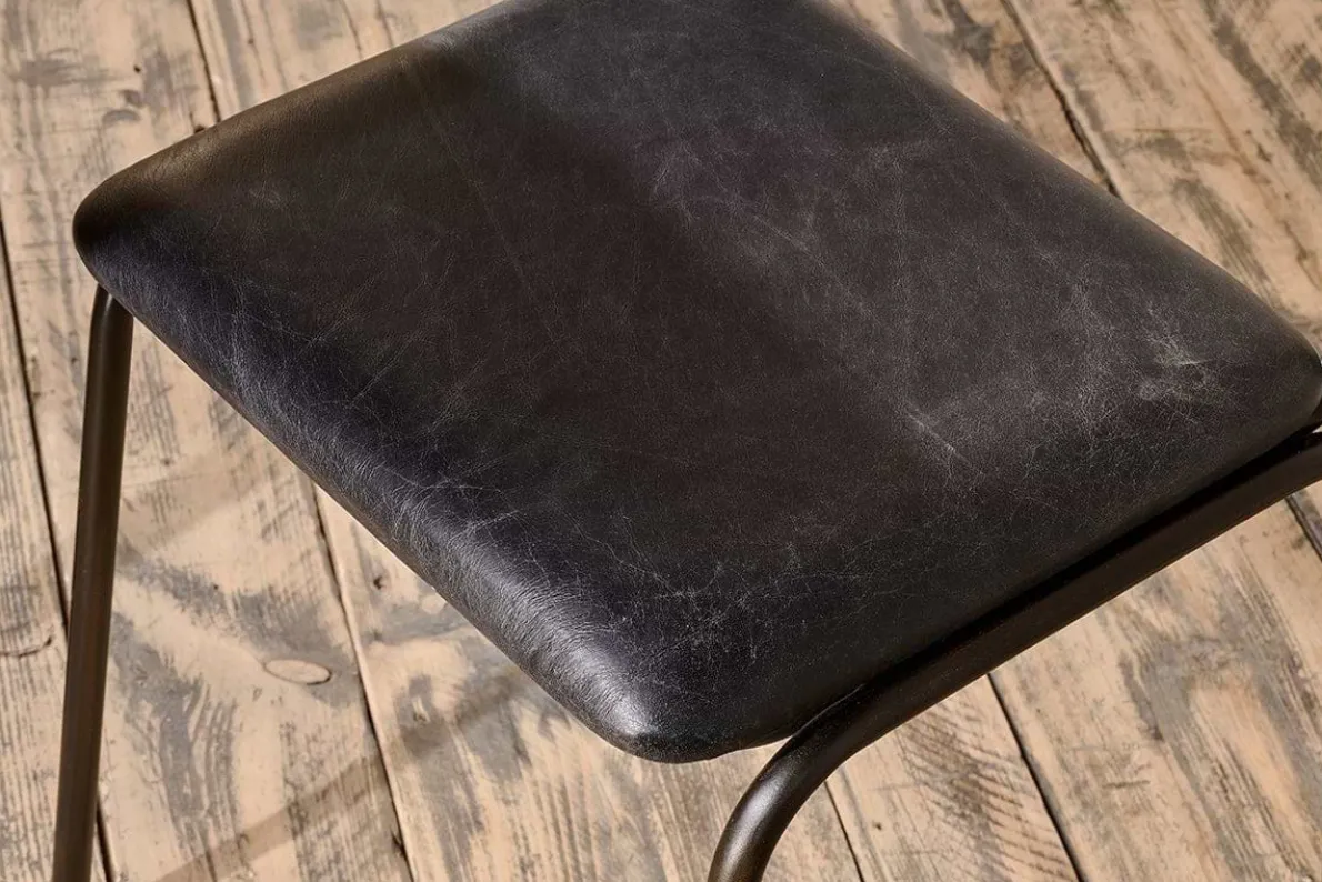 Iswa Leather & Cane Dining Chair - Black