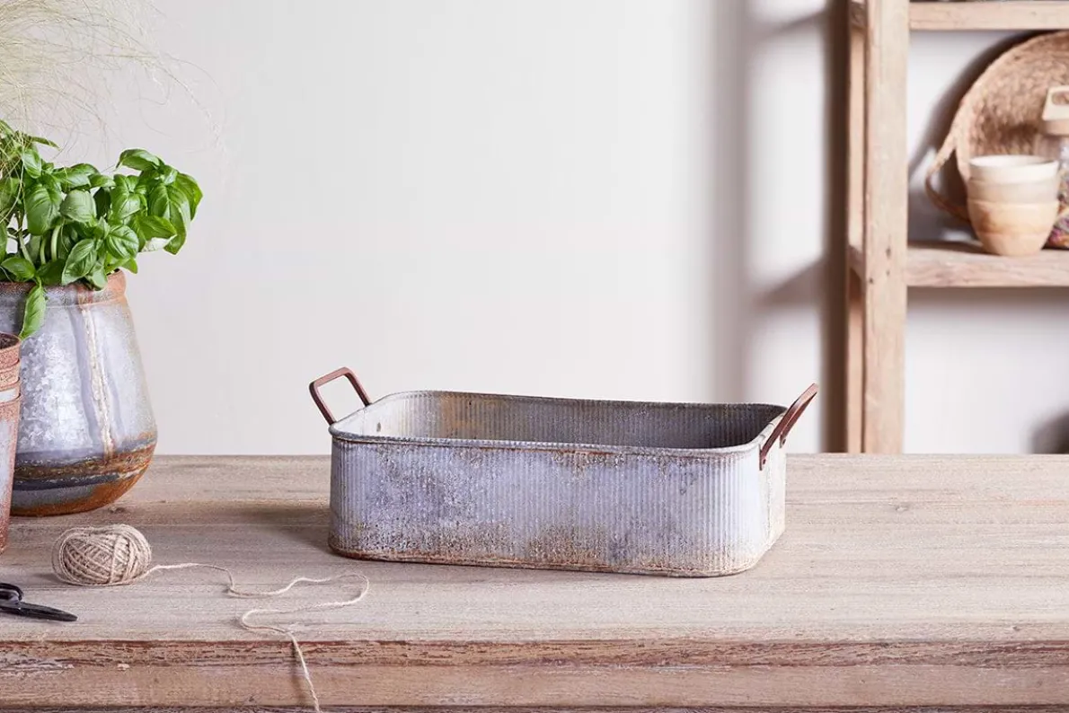 Japos Outdoor Planter Tray - Aged Zinc