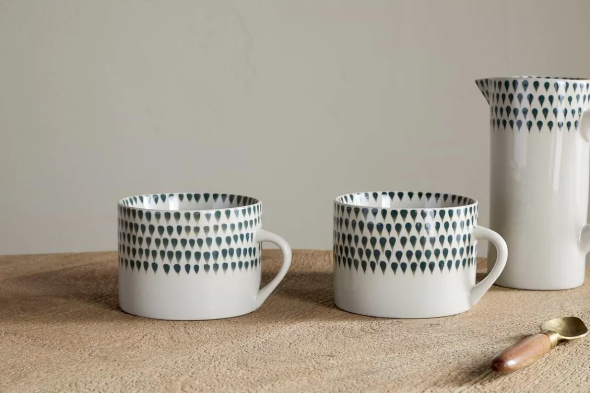 Juniper Drop Mug - Cream & Juniper - Large (Set of 2)