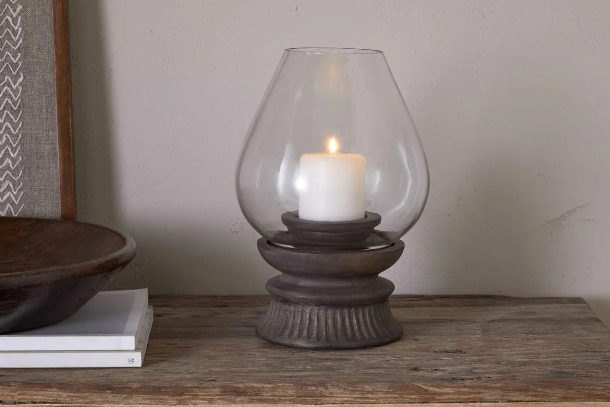 Kawani Mango Wood Lantern - Dark Ash